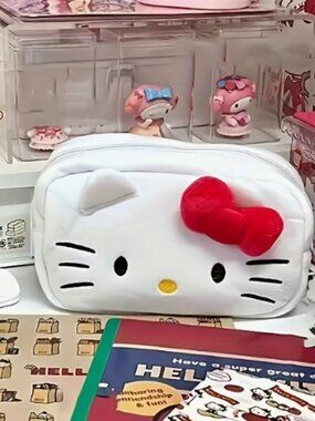 Sanrio Hello Kitty White Cosmetic Bag with Red Bow